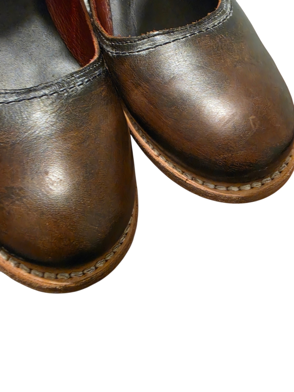 Freebird Moana Distressed Leather Ankle-Strap Flats in Brown - 10 - Picture 5 of 5